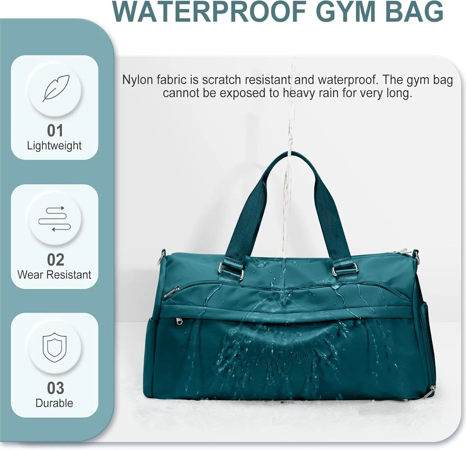 Gym Bag for Women & Men, Sports Duffel Bag Travel Bag with Shoe Compartment, Personal Item Weekender Bag with Wet Pocket, Peacock Green Overnight Bag
