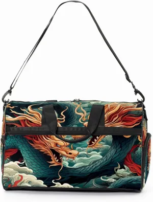 Gym Bag for Women, Carry on Weekender Overnight Bag, Travel Duffel Bags, Personal Item Travel Bag Tote Bag Workout Dance Bag, Chinese Dragon - 4