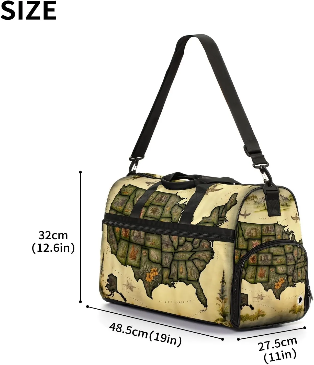 Gym Bag for Women Men, Yoga Bag with Shoe Pocket, Travel Duffel Tote Bag for Plane, Workout, Swimming, Weekend Overnight Bag Carry on Bag Hospital Holdalls, America Map - 8