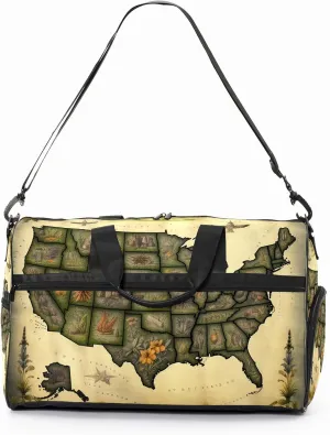 Gym Bag for Women Men, Yoga Bag with Shoe Pocket, Travel Duffel Tote Bag for Plane, Workout, Swimming, Weekend Overnight Bag Carry on Bag Hospital Holdalls, America Map - 8