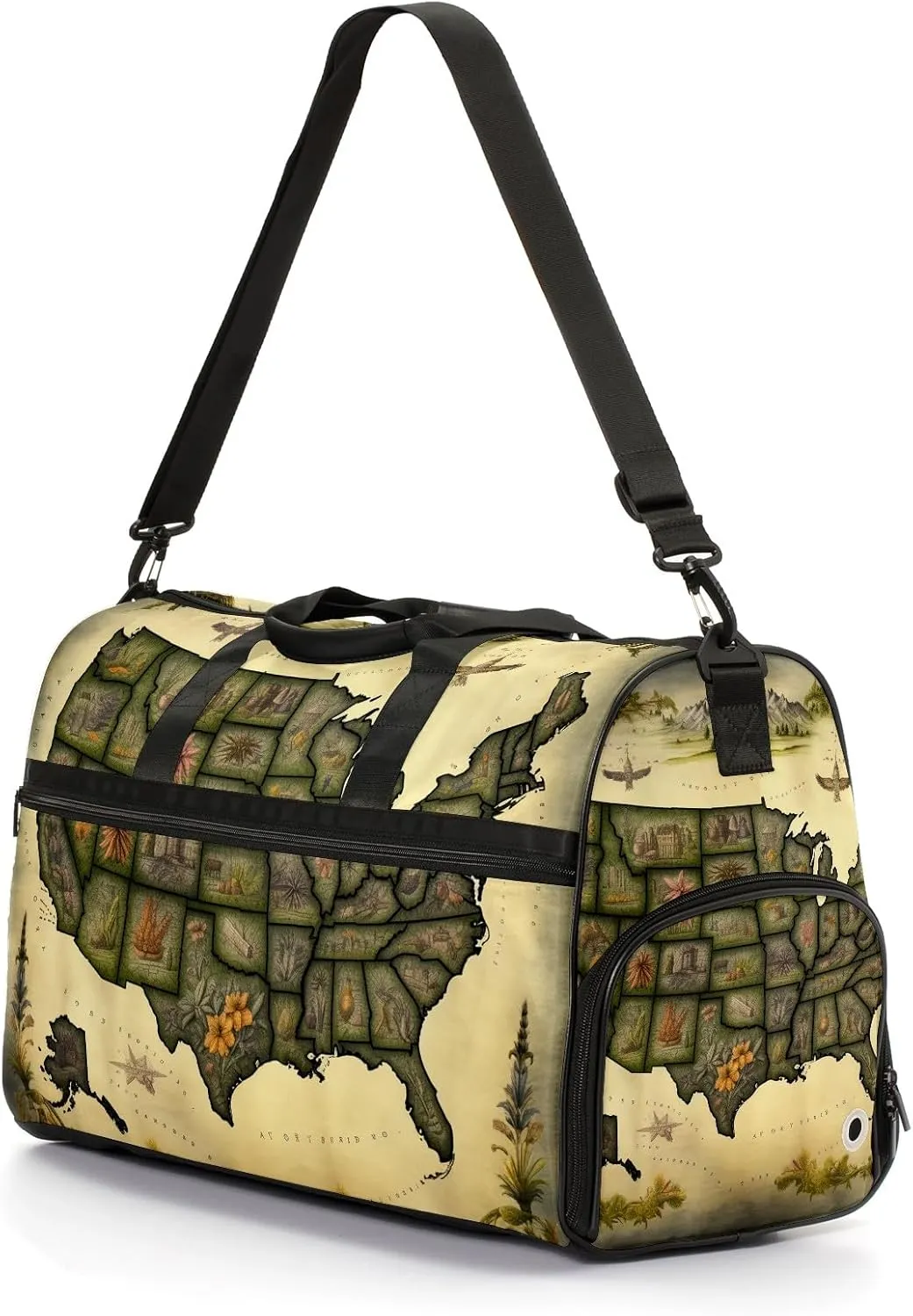 Gym Bag for Women Men, Yoga Bag with Shoe Pocket, Travel Duffel Tote Bag for Plane, Workout, Swimming, Weekend Overnight Bag Carry on Bag Hospital Holdalls, America Map - 8