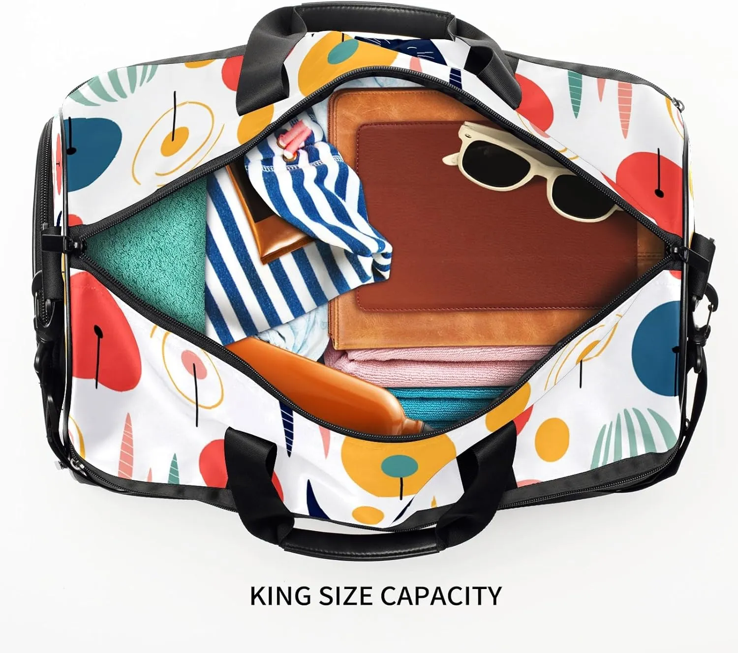 Gym Bag for Women Men, Yoga Bag with Shoe Pocket, Travel Duffel Tote Bag for Plane, Workout, Swimming, Weekend Overnight Bag Carry on Bag Hospital Holdalls, Cat Simple Drawing - 2