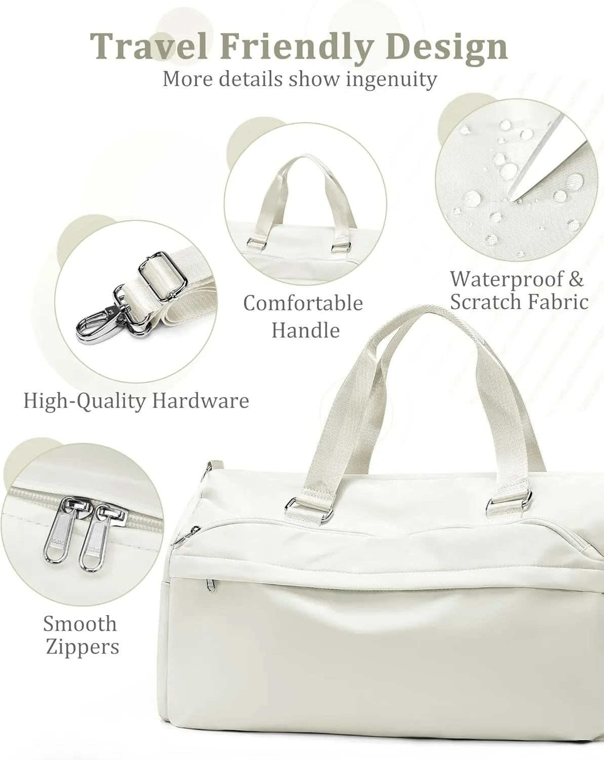 Gym Bag for Women with Shoe Compartment,Travel Duffel Bag for Men Sports Gym Tote Bags Carry on Overnight Bag Personal Item Travel Bag Weekender Bags Swimming Yoga Workout Bag Beige