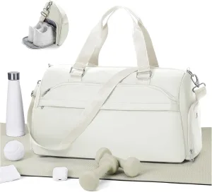 Gym Bag for Women with Shoe Compartment,Travel Duffel Bag for Men Sports Gym Tote Bags Carry on Overnight Bag Personal Item Travel Bag Weekender Bags Swimming Yoga Workout Bag Beige