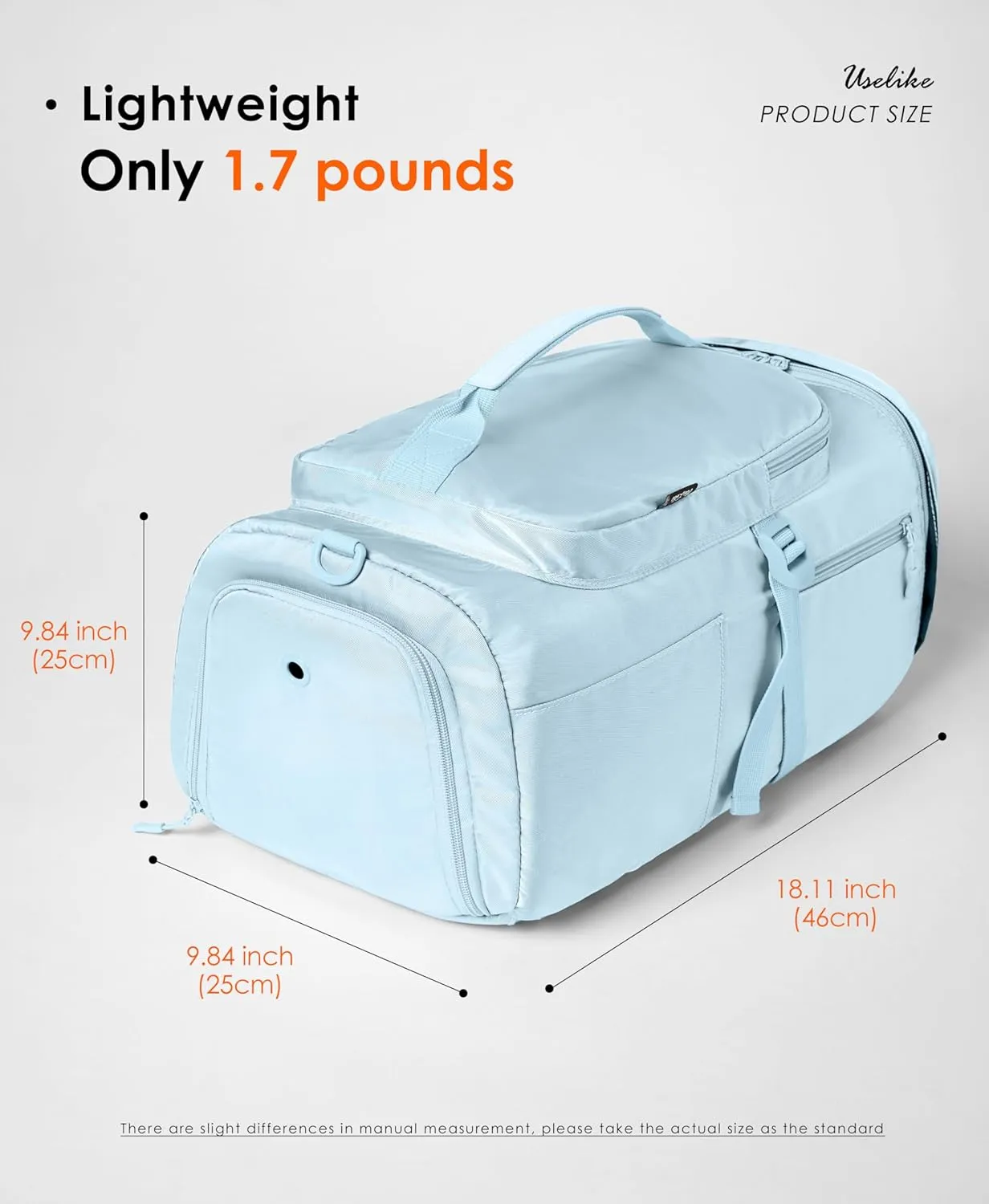 Gym Bag for Women Workout Gym Backpack with Shoe Compartment Sports Duffel Bag Multiple Pockets 30L (Ice Blue)