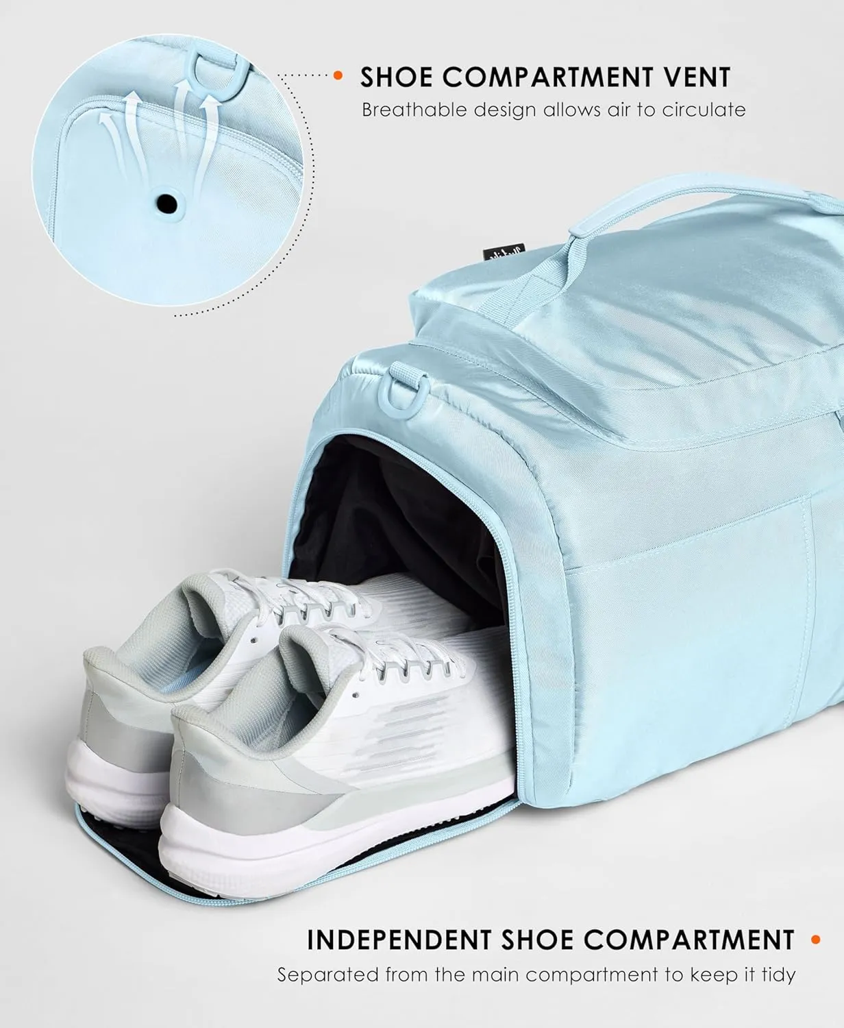Gym Bag for Women Workout Gym Backpack with Shoe Compartment Sports Duffel Bag Multiple Pockets 30L (Ice Blue)