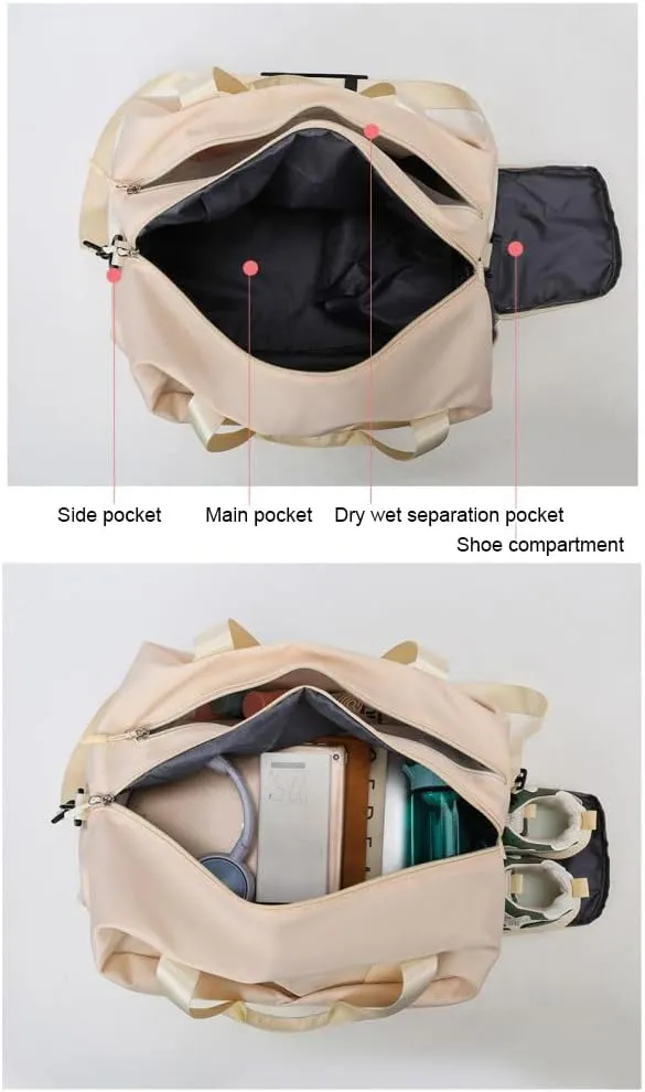 Gym Bag for Women,Sports Travel Duffel Bag, Weekender Overnight Bag with Wet Pocket and Shoes Compartment for Women, Travel,Workout,Gym, Yoga 638DA (Forest Green)
