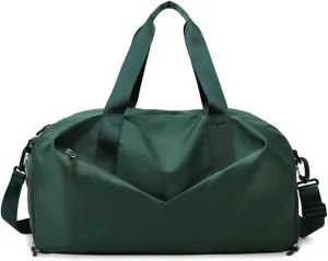 Gym Bag for Women,Sports Travel Duffel Bag, Weekender Overnight Bag with Wet Pocket and Shoes Compartment for Women, Travel,Workout,Gym, Yoga 638DA (Forest Green)