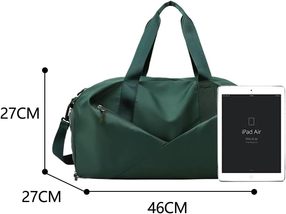 Gym Bag for Women,Sports Travel Duffel Bag, Weekender Overnight Bag with Wet Pocket and Shoes Compartment for Women, Travel,Workout,Gym, Yoga 638DA (Forest Green)