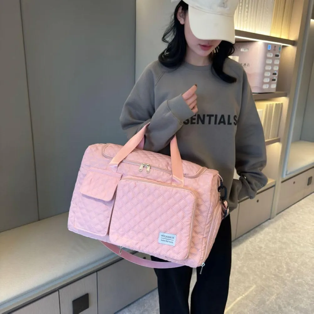 Gym Bag for Women,Sports Travel Duffel Bag, Weekender Overnight Bag with Wet Pocket and Shoes Compartment for Women, Travel,Workout,Gym, Yoga 707 (Pink)