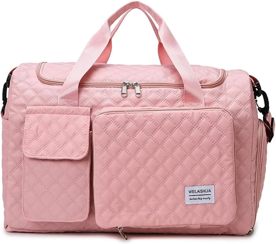 Gym Bag for Women,Sports Travel Duffel Bag, Weekender Overnight Bag with Wet Pocket and Shoes Compartment for Women, Travel,Workout,Gym, Yoga 707 (Pink)