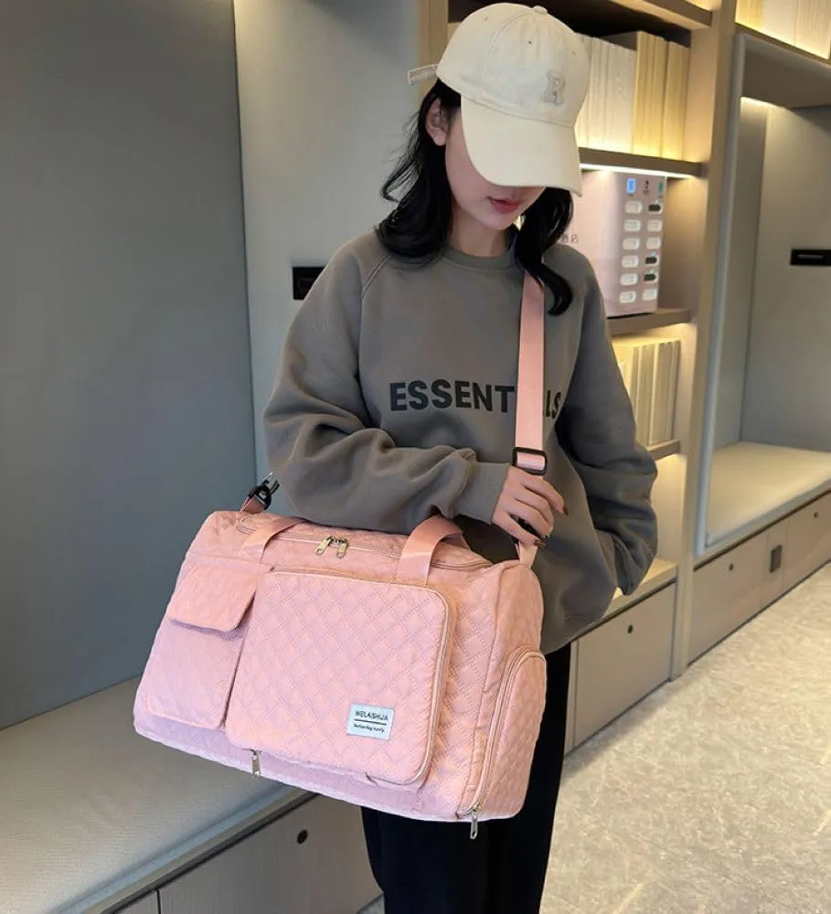 Gym Bag for Women,Sports Travel Duffel Bag, Weekender Overnight Bag with Wet Pocket and Shoes Compartment for Women, Travel,Workout,Gym, Yoga 707 (Pink)