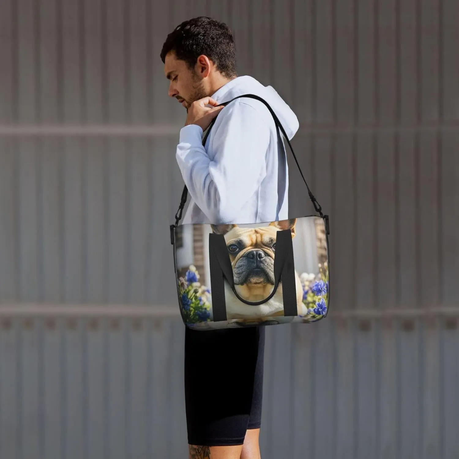 Gym Bag French Bulldog Dog Cute Duffel Bag for Men Women Travel Overnight Bag with Shoe Compartment Workout Bags