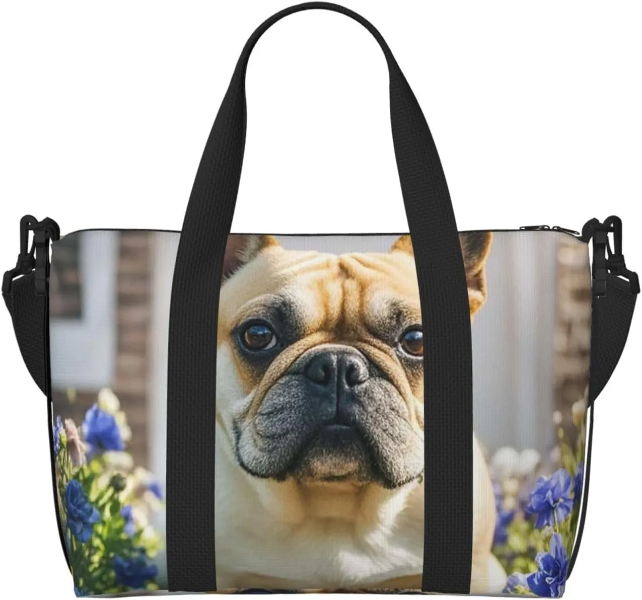 Gym Bag French Bulldog Dog Cute Duffel Bag for Men Women Travel Overnight Bag with Shoe Compartment Workout Bags