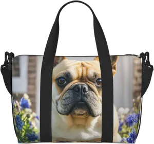 Gym Bag French Bulldog Dog Cute Duffel Bag for Men Women Travel Overnight Bag with Shoe Compartment Workout Bags