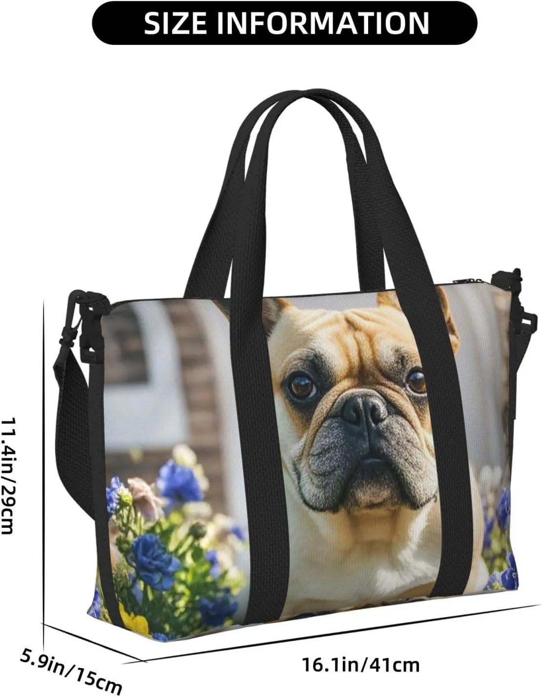 Gym Bag French Bulldog Dog Cute Duffel Bag for Men Women Travel Overnight Bag with Shoe Compartment Workout Bags