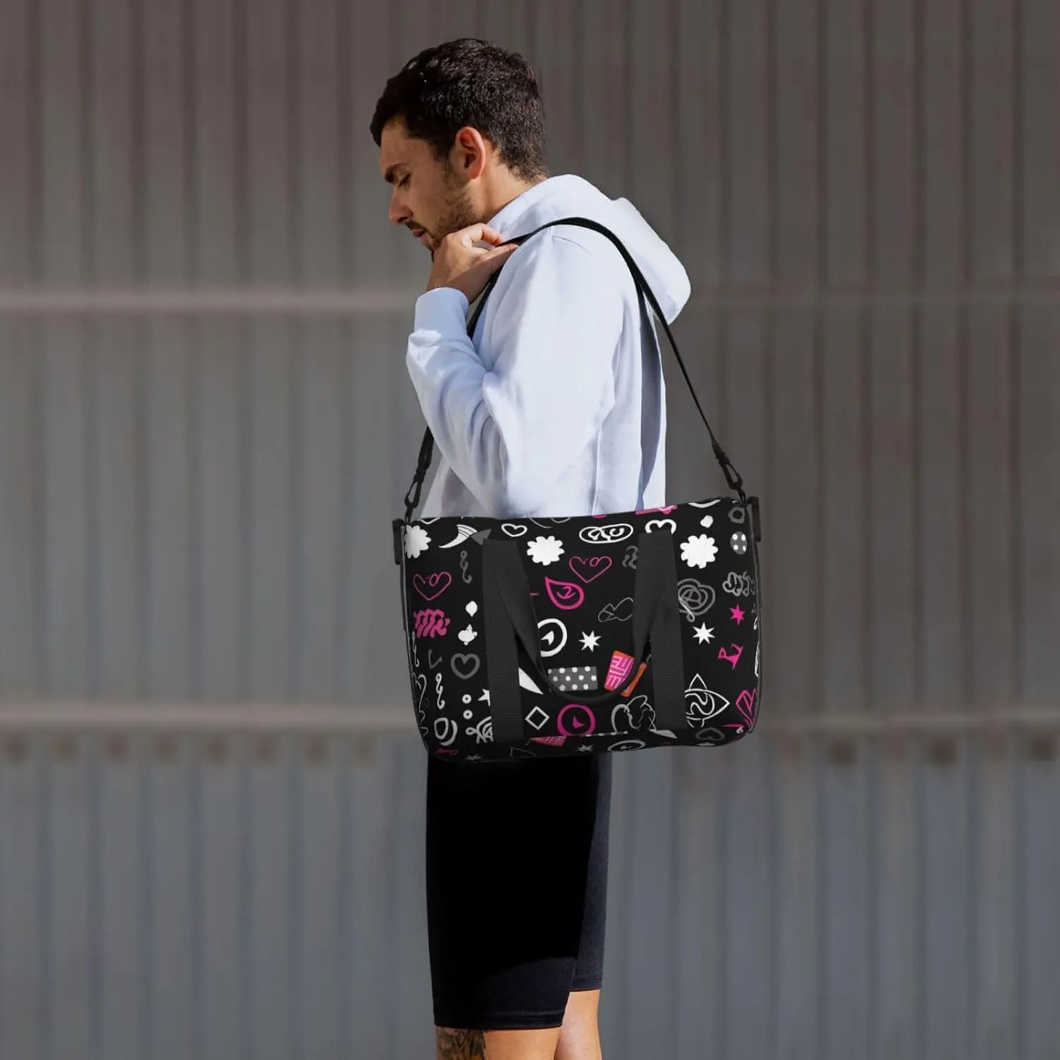 Gym Bag Multiple Symbols Duffel Bag for Men Women Travel Overnight Bag with Shoe Compartment Workout Bags