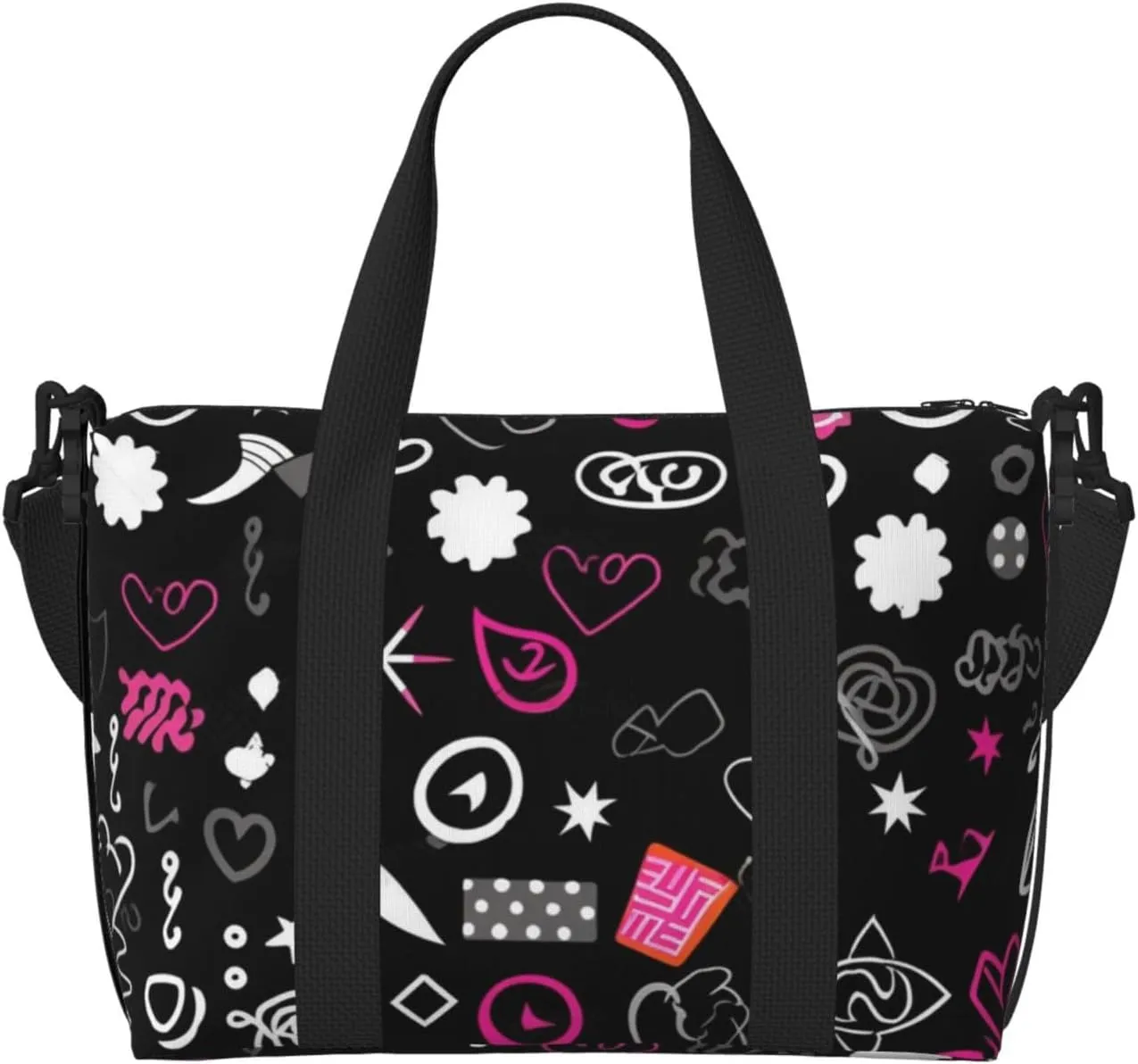 Gym Bag Multiple Symbols Duffel Bag for Men Women Travel Overnight Bag with Shoe Compartment Workout Bags