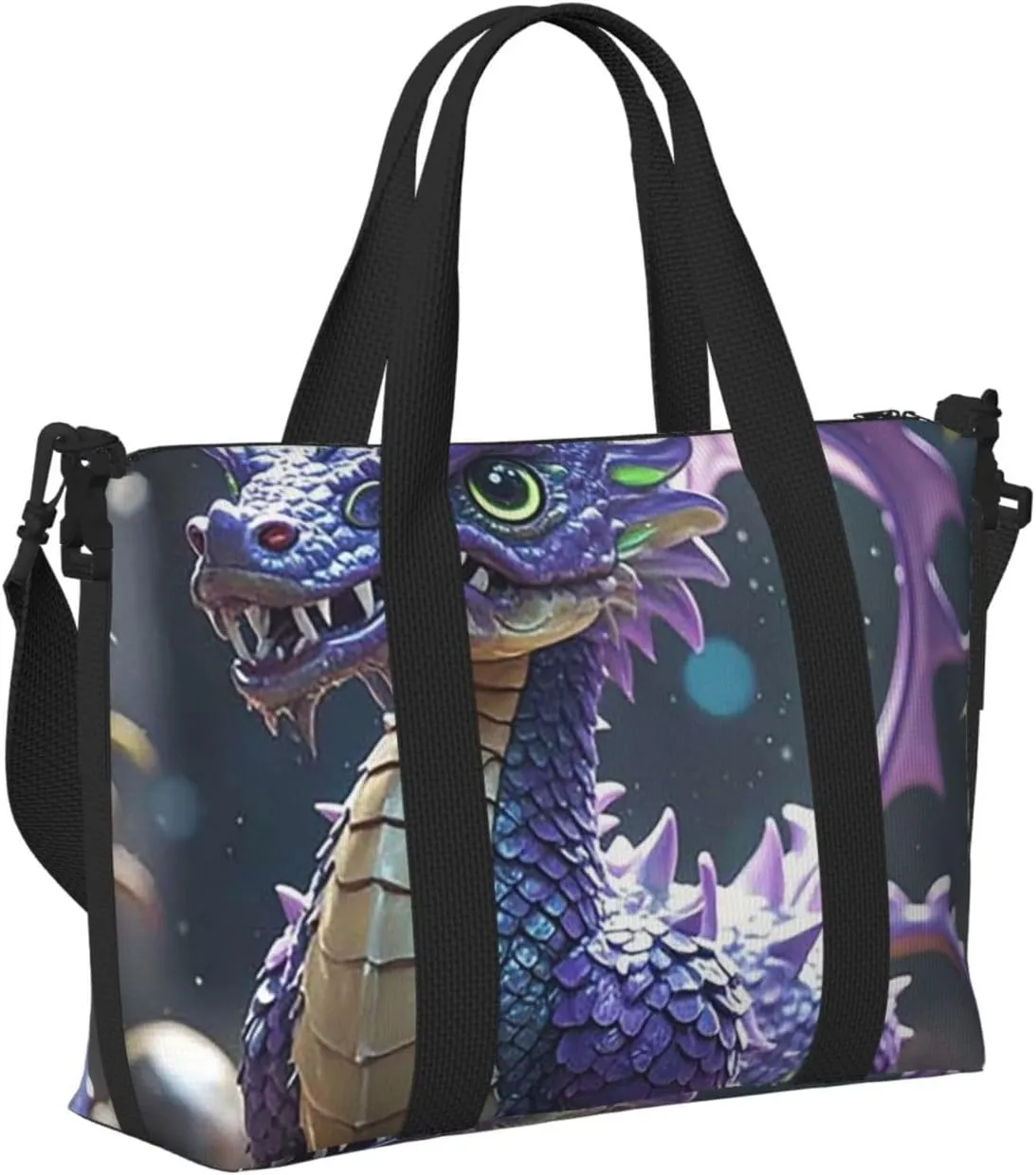 Gym Bag Purple Cool Dragon2 Duffel Bag for Men Women Travel Overnight Bag with Shoe Compartment Workout Bags
