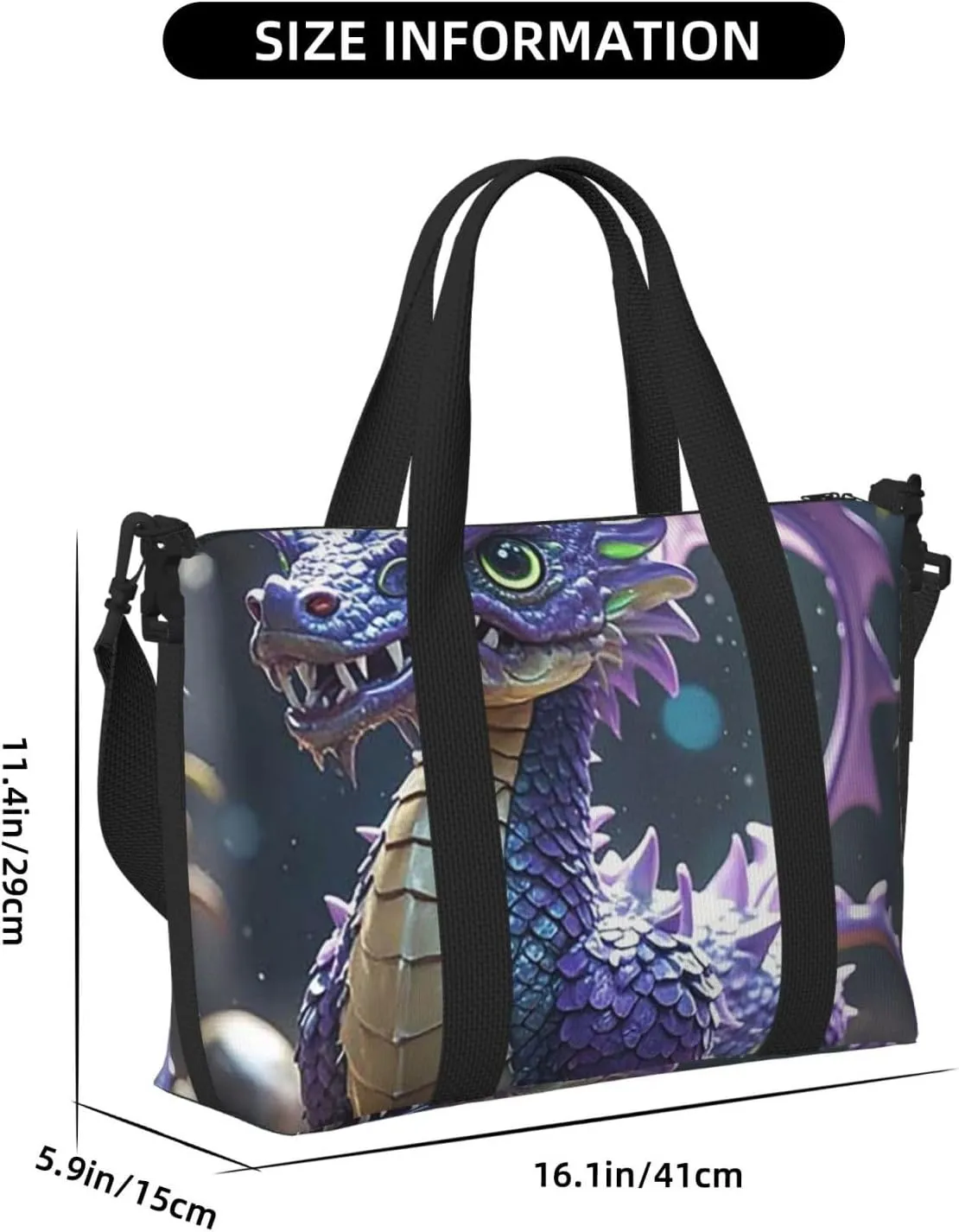 Gym Bag Purple Cool Dragon2 Duffel Bag for Men Women Travel Overnight Bag with Shoe Compartment Workout Bags