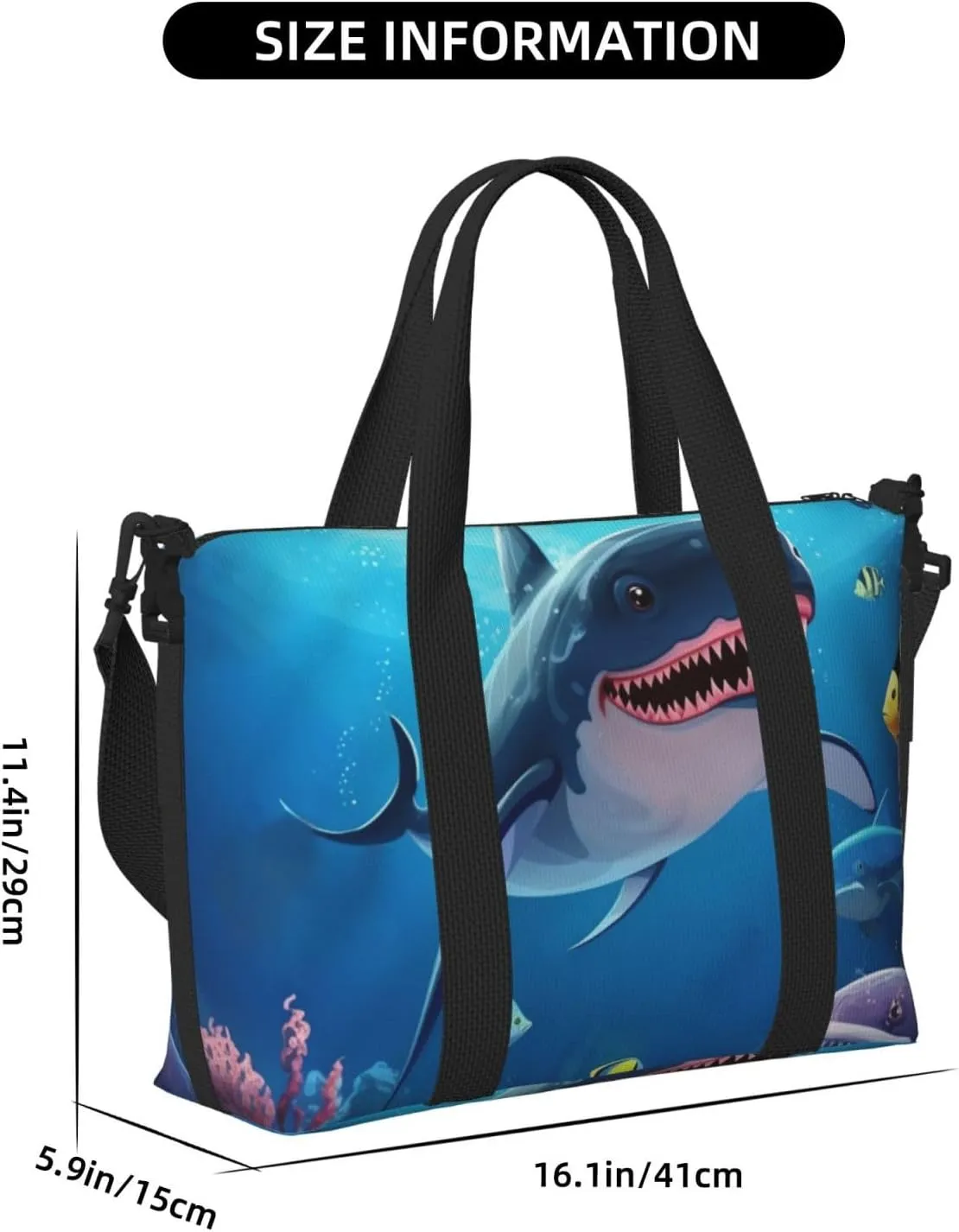 Gym Bag Shark Dolphin Duffel Bag for Men Women Travel Overnight Bag with Shoe Compartment Workout Bags