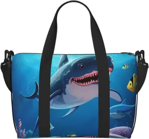 Gym Bag Shark Dolphin Duffel Bag for Men Women Travel Overnight Bag with Shoe Compartment Workout Bags