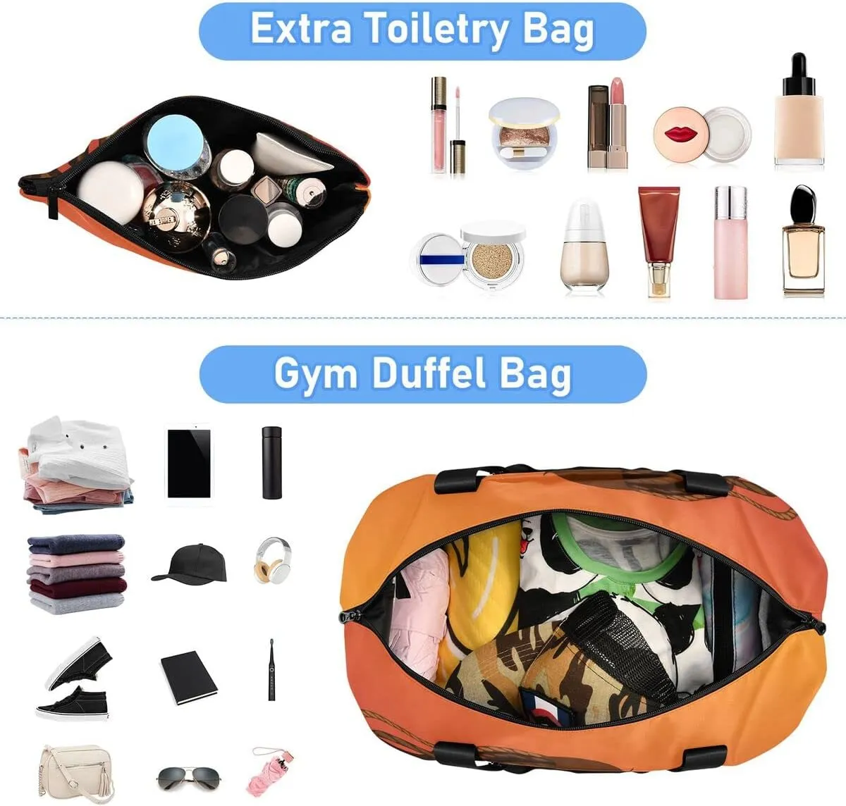 Gym Bag Sports Travel Duffel Bag Weekender Overnight Bag with Wet Pocket Shoes Compartment and Toiletry Bag African American Woman for Travel, Business,Gym, Yoga