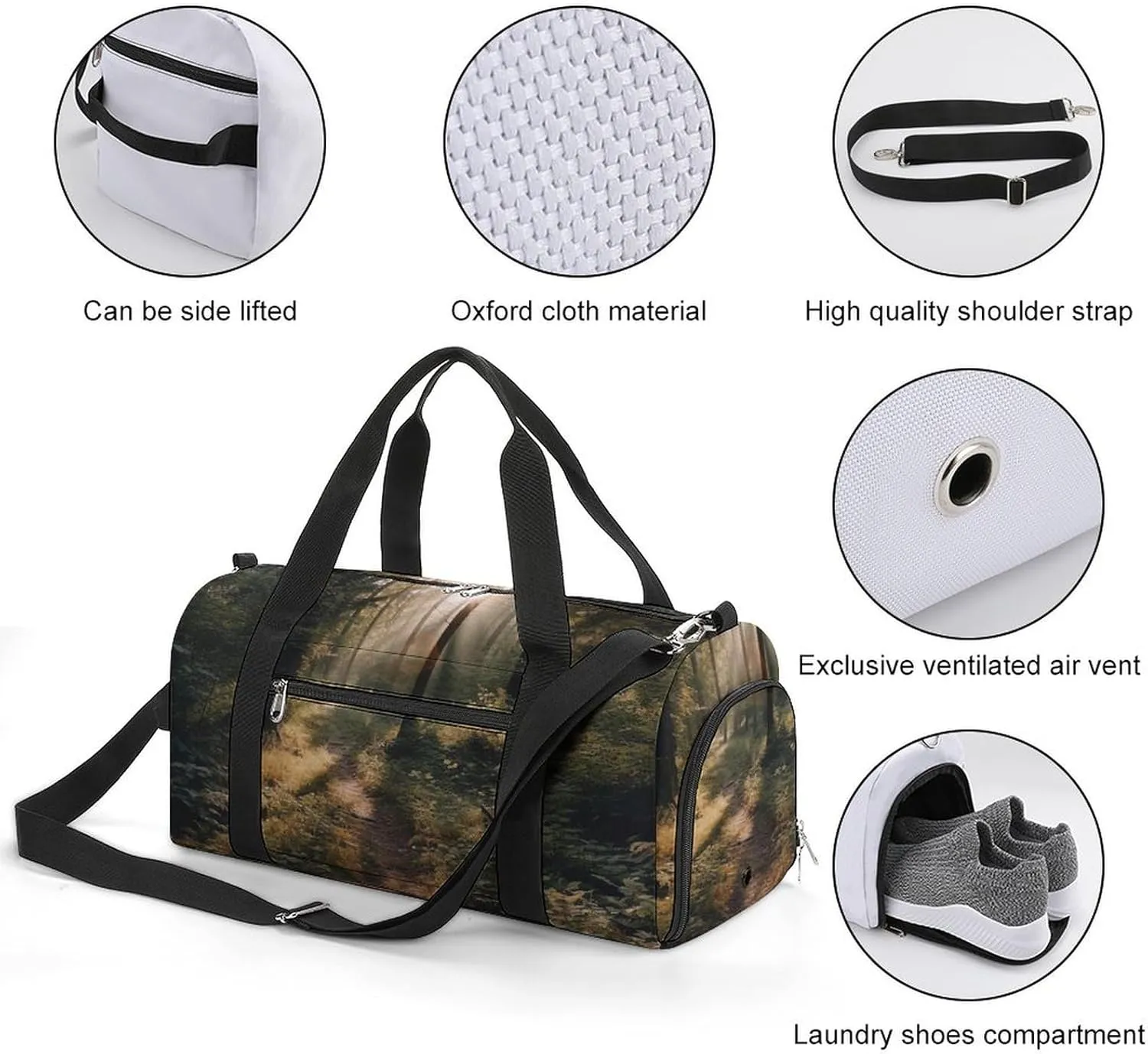Gym Bag The Sun Shines on The Forest Duffel Bag for Men Women Travel Overnight Bag with Shoe Compartment Workout Bags