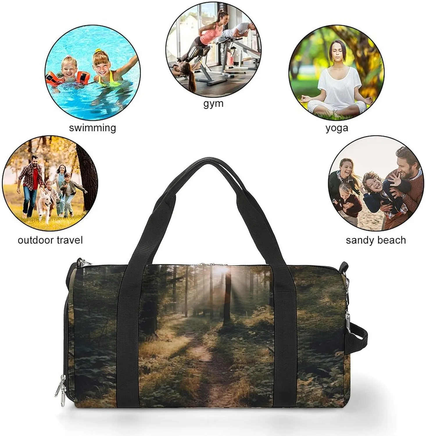 Gym Bag The Sun Shines on The Forest Duffel Bag for Men Women Travel Overnight Bag with Shoe Compartment Workout Bags