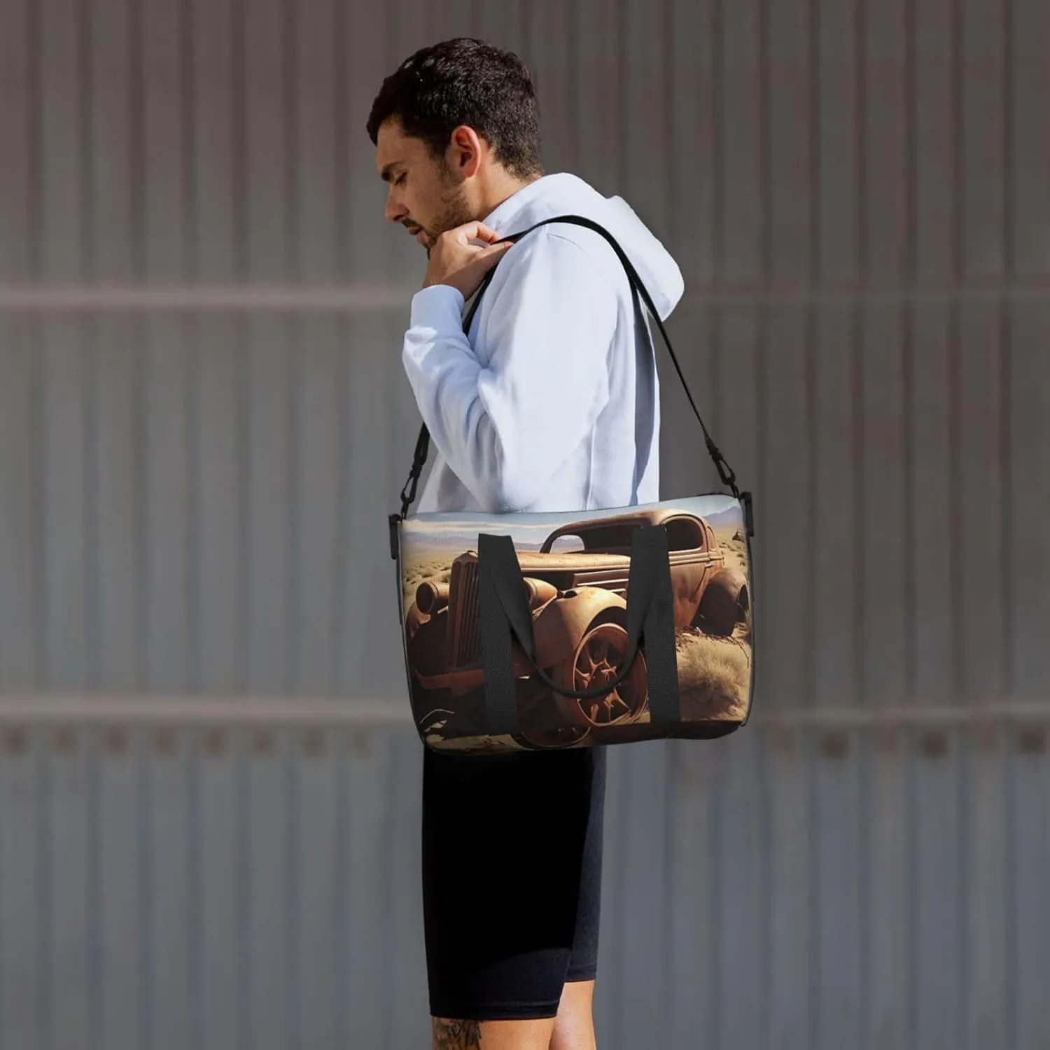 Gym Bag Wheels Abandoned in The Desert Duffel Bag for Men Women Travel Overnight Bag with Shoe Compartment Workout Bags