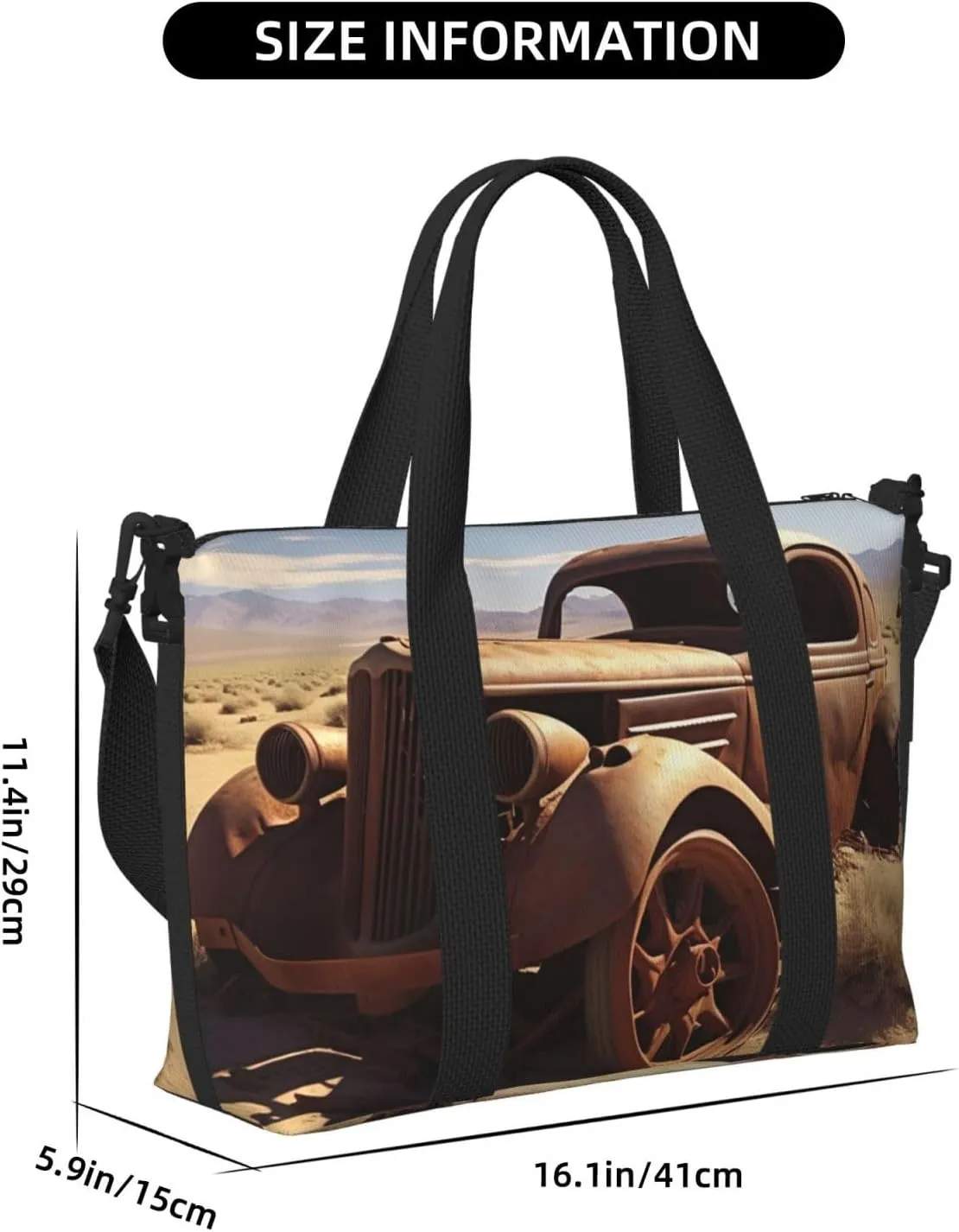 Gym Bag Wheels Abandoned in The Desert Duffel Bag for Men Women Travel Overnight Bag with Shoe Compartment Workout Bags