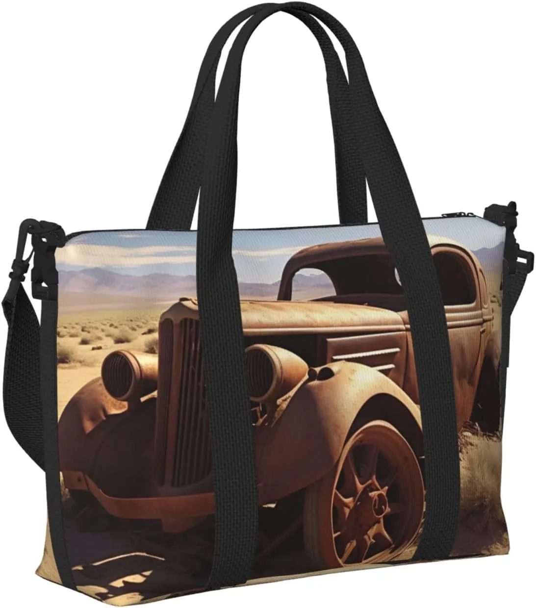 Gym Bag Wheels Abandoned in The Desert Duffel Bag for Men Women Travel Overnight Bag with Shoe Compartment Workout Bags