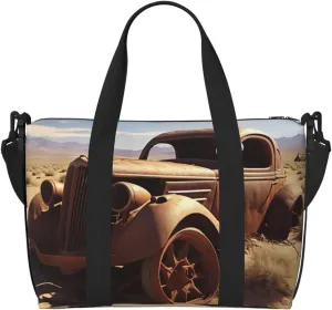 Gym Bag Wheels Abandoned in The Desert Duffel Bag for Men Women Travel Overnight Bag with Shoe Compartment Workout Bags