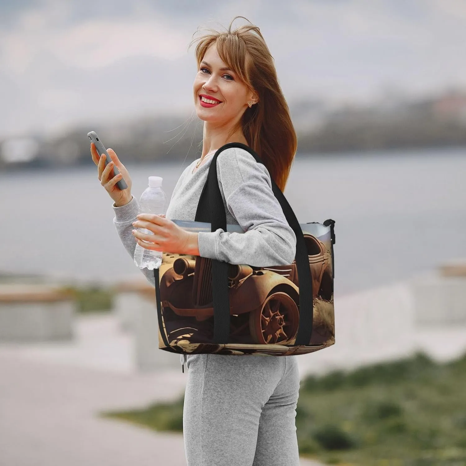 Gym Bag Wheels Abandoned in The Desert Duffel Bag for Men Women Travel Overnight Bag with Shoe Compartment Workout Bags