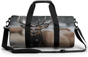Gym Bag Wild Elk Duffel Bag for Men Women Overnight Bag with Shoe Compartment Workout Bags