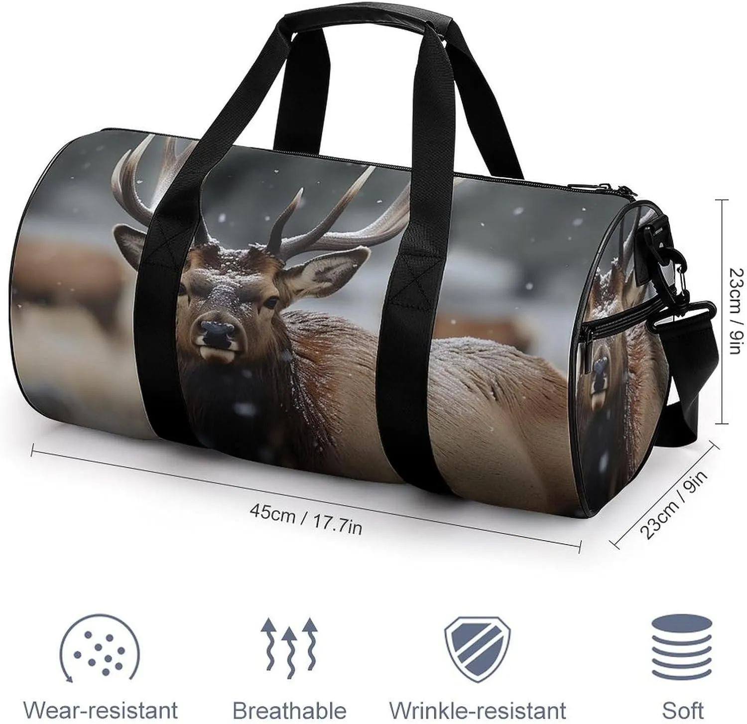 Gym Bag Wild Elk Duffel Bag for Men Women Overnight Bag with Shoe Compartment Workout Bags