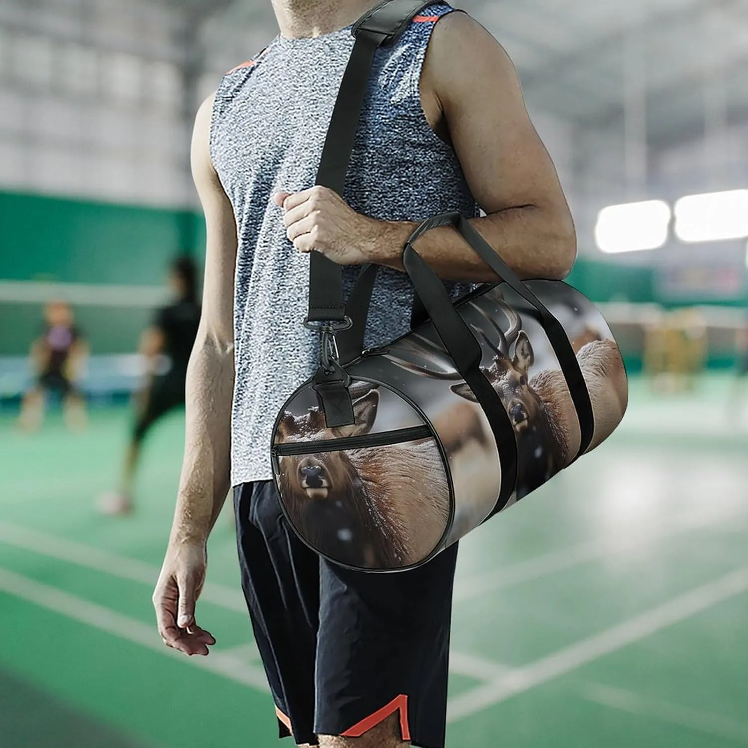 Gym Bag Wild Elk Duffel Bag for Men Women Overnight Bag with Shoe Compartment Workout Bags