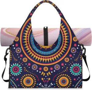 Gym Bag with Shoe Compartment Personal Item Travel Bag Tote Bag for Men Women Duffle Bag for Travel Sports Fitness & Workout Colorful Circular Pattern