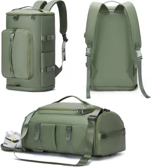Gym Bag with Shoes Compartment - Duffle Bag for Men and Women, Travel Backpack Weekender Overnight Bag, Sports Bag with Wet Pocket Green - MIYCOO