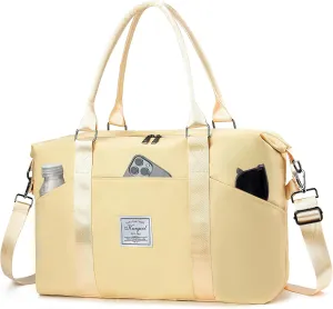 Gym Bag with Wet Pocket, Foldable Travel Duffle Bag Carry On Weekender Bags for Women, Waterproof Overnight Bag for Travel, Gym, Yoga