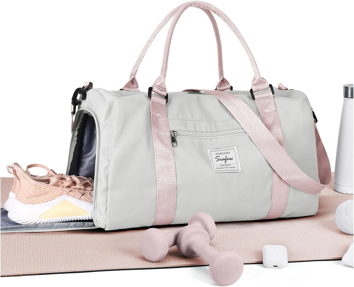 Gym Bag Womens Mens with Shoes Compartment and Wet Pocket Travel Duffel Bag for Women for Plane Sport Gym Tote Bags Swimming Yoga Waterproof Weekend Overnight Carry on Bag Hospital Holdalls