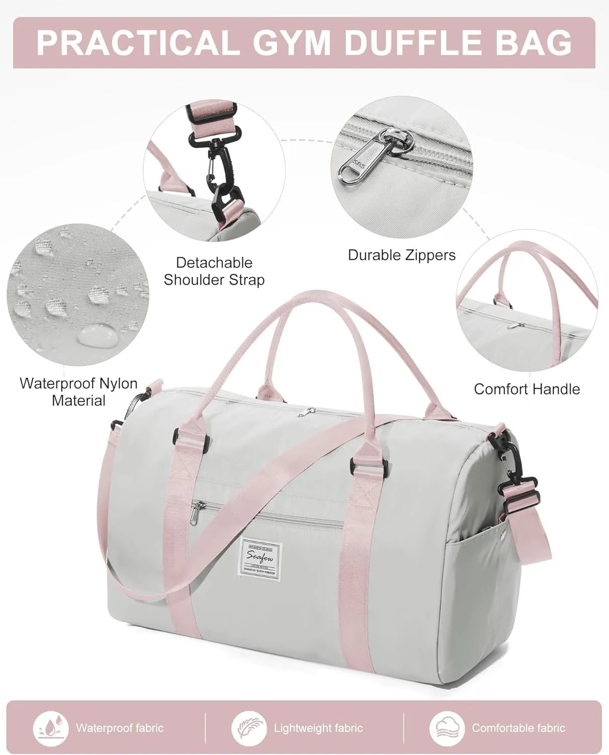 Gym Bag Womens Mens with Shoes Compartment and Wet Pocket Travel Duffel Bag for Women for Plane Sport Gym Tote Bags Swimming Yoga Waterproof Weekend Overnight Carry on Bag Hospital Holdalls