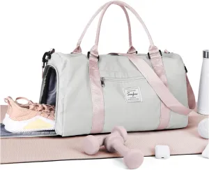 Gym Bag Womens Mens with Shoes Compartment and Wet Pocket Travel Duffel Bag for Women for Plane Sport Gym Tote Bags Swimming Yoga Waterproof Weekend Overnight Carry on Bag Hospital Holdalls