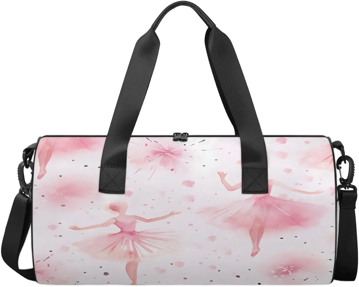 Gym Bags for Men Women Ballet Watercolor Sports Duffel Bags Carry On Travel Duffle Bag with Detachable Adjustable Shoulder Strap Overnight Weekender Bag
