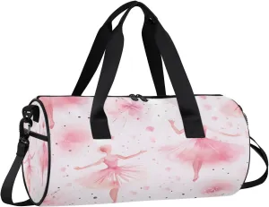 Gym Bags for Men Women Ballet Watercolor Sports Duffel Bags Carry On Travel Duffle Bag with Detachable Adjustable Shoulder Strap Overnight Weekender Bag