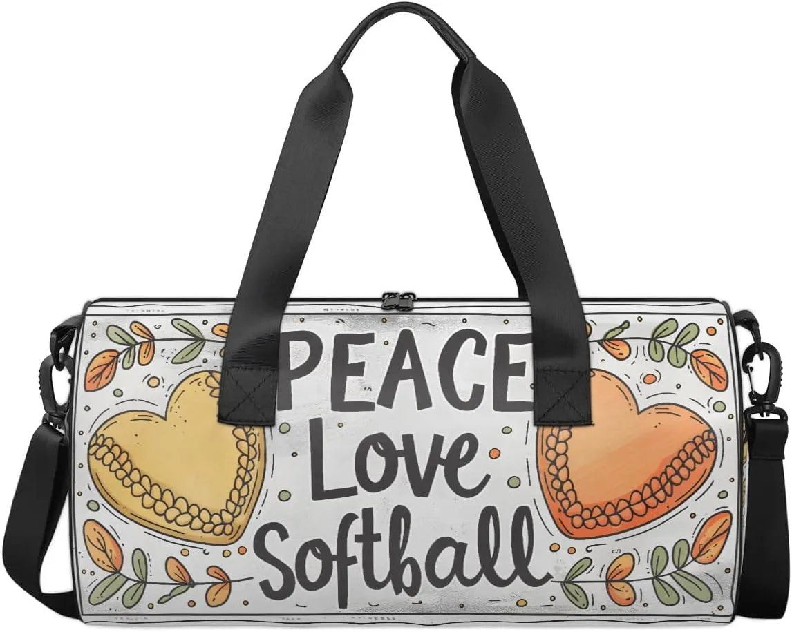 Gym Bags for Men Women Baseball Themed Sports Duffel Bags Carry On Travel Duffle Bag with Detachable Adjustable Shoulder Strap Overnight Weekender Bag