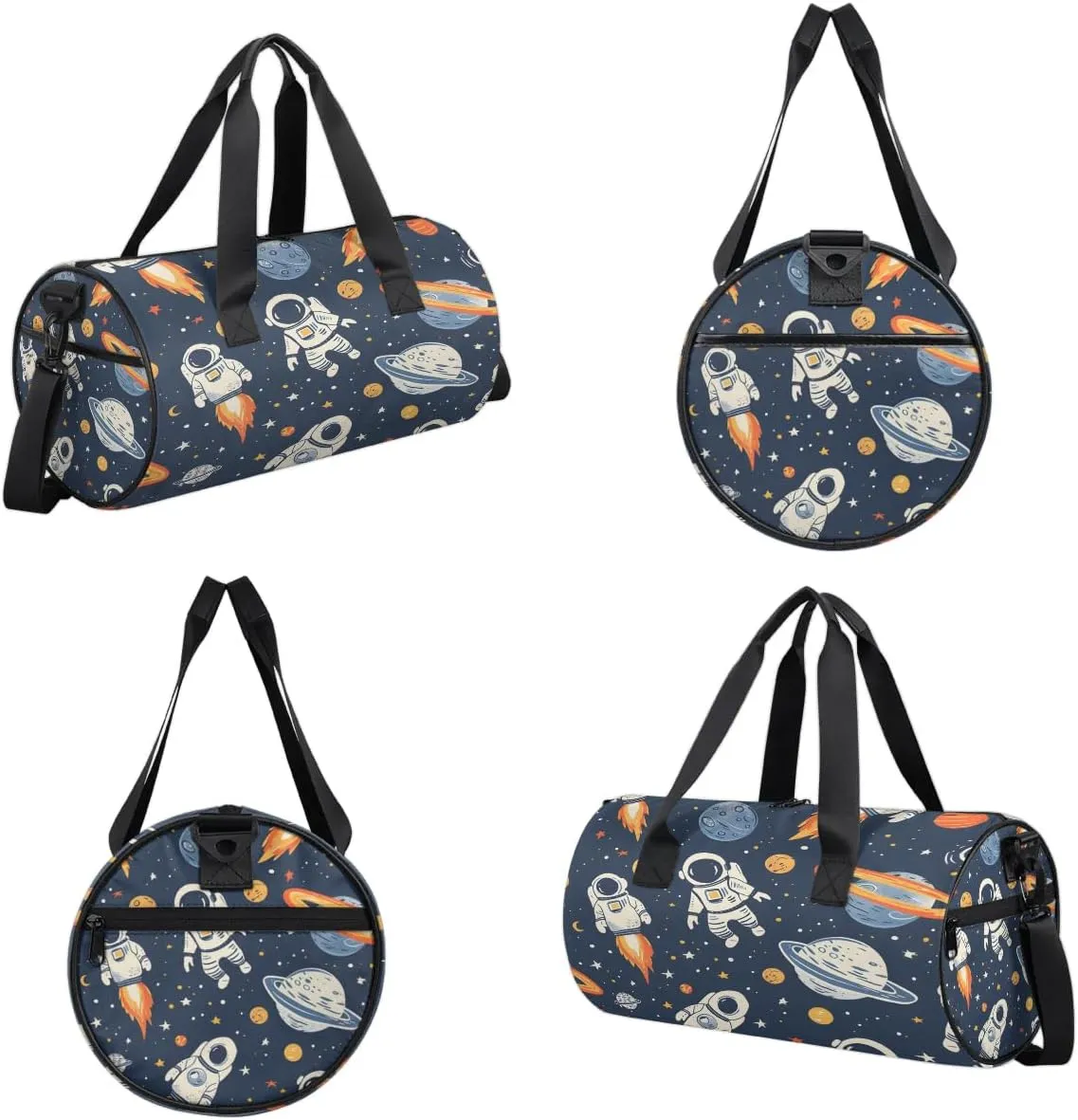 Gym Bags for Men Women Cartoon Planet Astronaut Sports Duffel Bags Carry On Travel Duffle Bag with Detachable Adjustable Shoulder Strap Overnight Weekender Bag