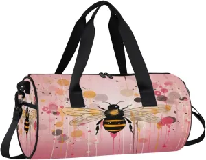 Gym Bags for Men Women Creative Bee Sports Duffel Bags Carry On Travel Duffle Bag with Detachable Adjustable Shoulder Strap Overnight Weekender Bag