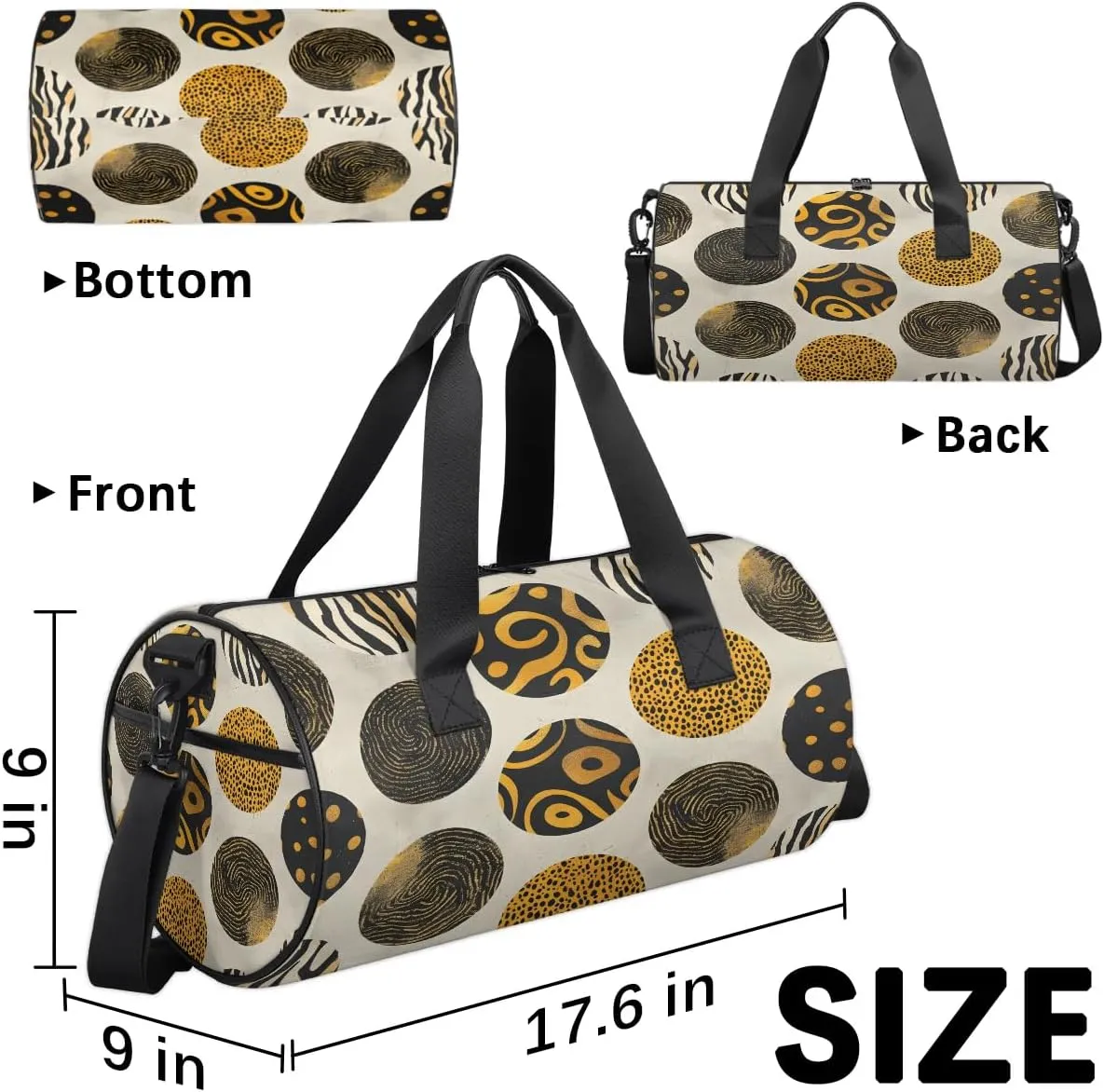 Gym Bags for Men Women Creative Circle Sports Duffel Bags Carry On Travel Duffle Bag with Detachable Adjustable Shoulder Strap Overnight Weekender Bag