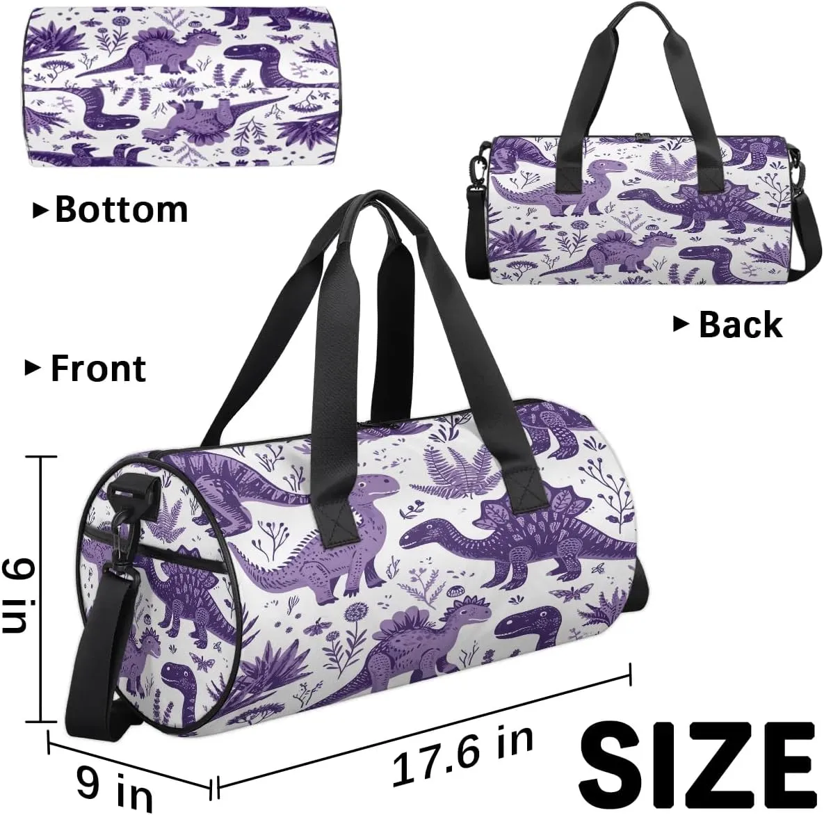 Gym Bags for Men Women Dinosaurs Themed Sports Duffel Bags Carry On Travel Duffle Bag with Detachable Adjustable Shoulder Strap Overnight Weekender Bag